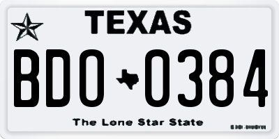TX license plate BDO0384