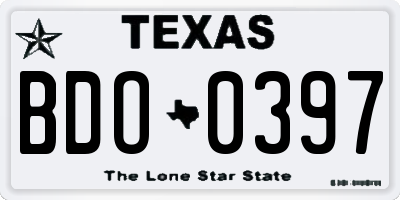 TX license plate BDO0397