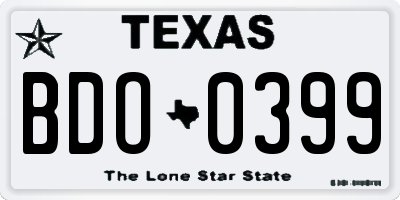 TX license plate BDO0399