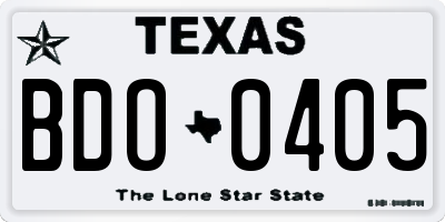 TX license plate BDO0405