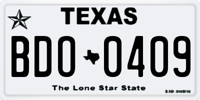 TX license plate BDO0409