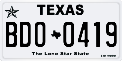 TX license plate BDO0419