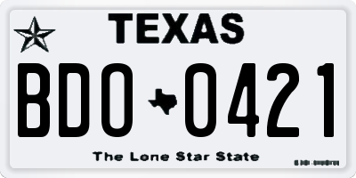 TX license plate BDO0421