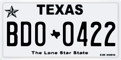 TX license plate BDO0422