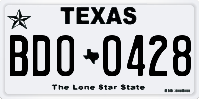 TX license plate BDO0428