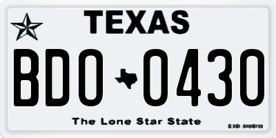 TX license plate BDO0430