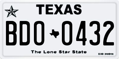 TX license plate BDO0432