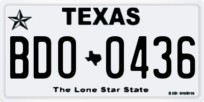 TX license plate BDO0436