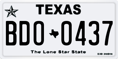 TX license plate BDO0437