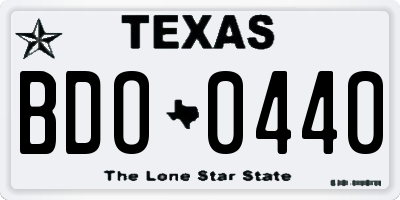 TX license plate BDO0440