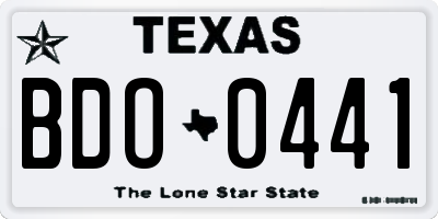 TX license plate BDO0441