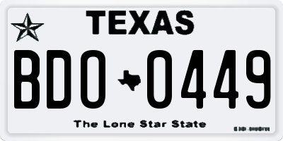 TX license plate BDO0449