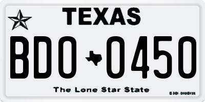 TX license plate BDO0450
