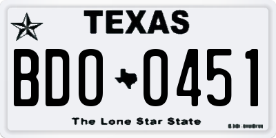 TX license plate BDO0451