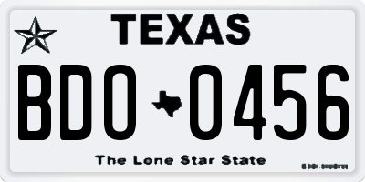 TX license plate BDO0456