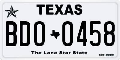 TX license plate BDO0458