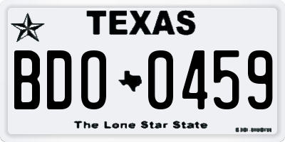 TX license plate BDO0459