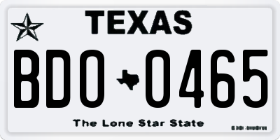 TX license plate BDO0465