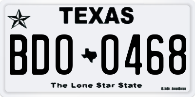 TX license plate BDO0468
