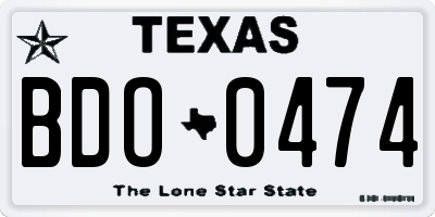 TX license plate BDO0474