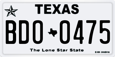 TX license plate BDO0475