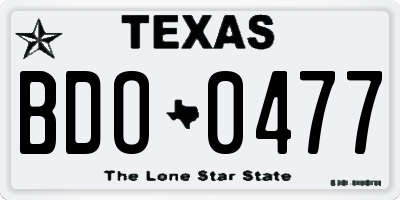TX license plate BDO0477