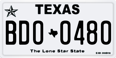 TX license plate BDO0480