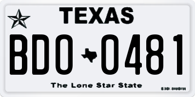 TX license plate BDO0481