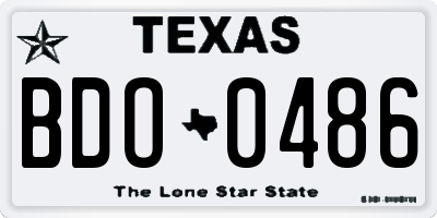 TX license plate BDO0486