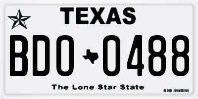 TX license plate BDO0488