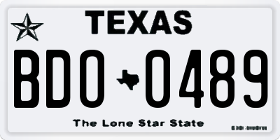 TX license plate BDO0489