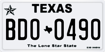 TX license plate BDO0490