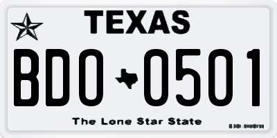 TX license plate BDO0501