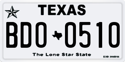 TX license plate BDO0510