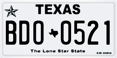TX license plate BDO0521