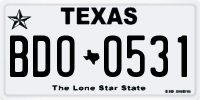 TX license plate BDO0531