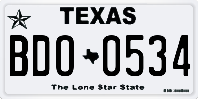 TX license plate BDO0534