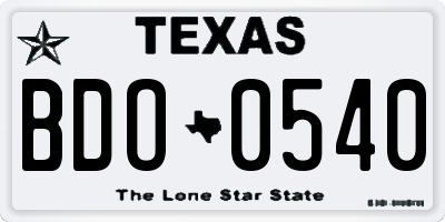 TX license plate BDO0540