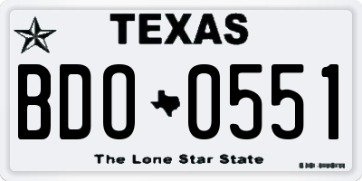 TX license plate BDO0551