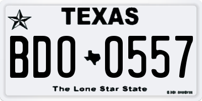 TX license plate BDO0557