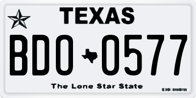 TX license plate BDO0577