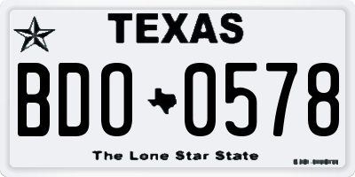 TX license plate BDO0578