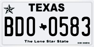 TX license plate BDO0583