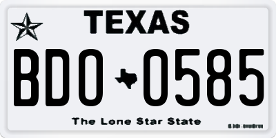 TX license plate BDO0585