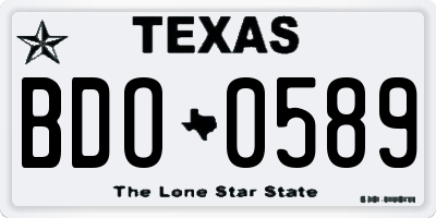 TX license plate BDO0589