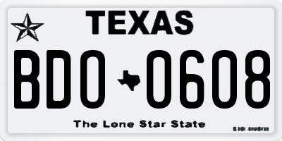 TX license plate BDO0608