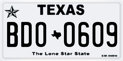 TX license plate BDO0609