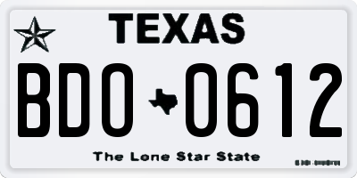 TX license plate BDO0612
