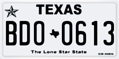 TX license plate BDO0613