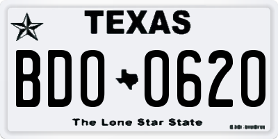 TX license plate BDO0620